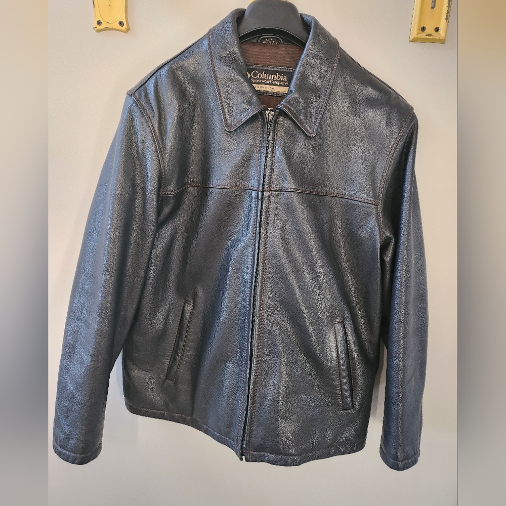 Columbia Leather Coat, Deep Brown, Mens Large - Picture 2 of 6